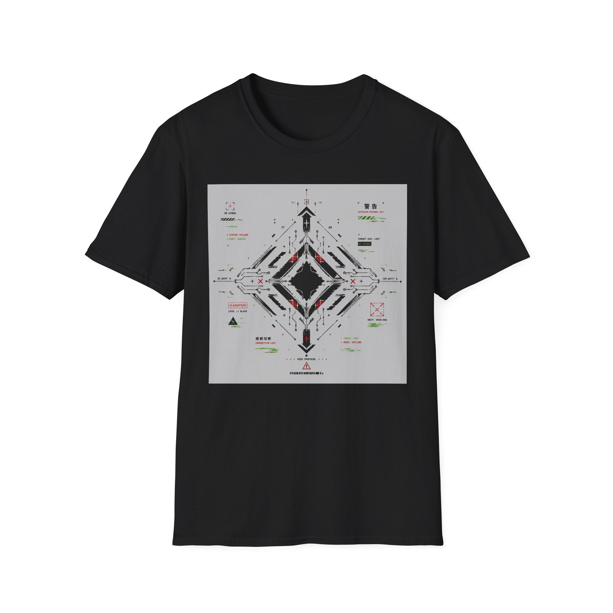 Futuristic tech interface with error signals T-Shirt