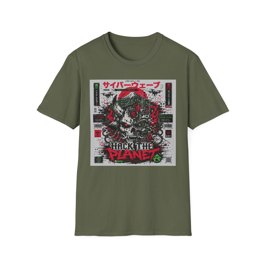 Cyberpunk skull with glitch aesthetics T-Shirt