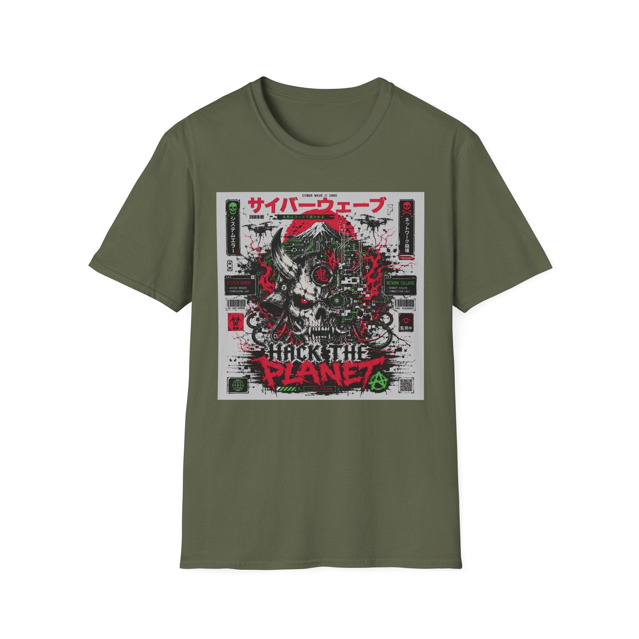 Cyberpunk skull with glitch aesthetics T-Shirt