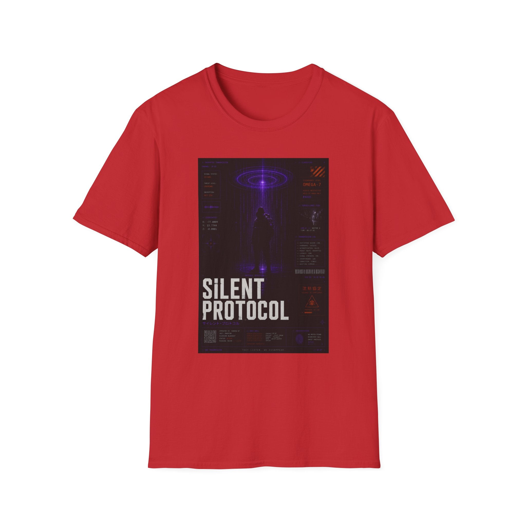 Silent protocol operative under surveillance beam T-Shirt