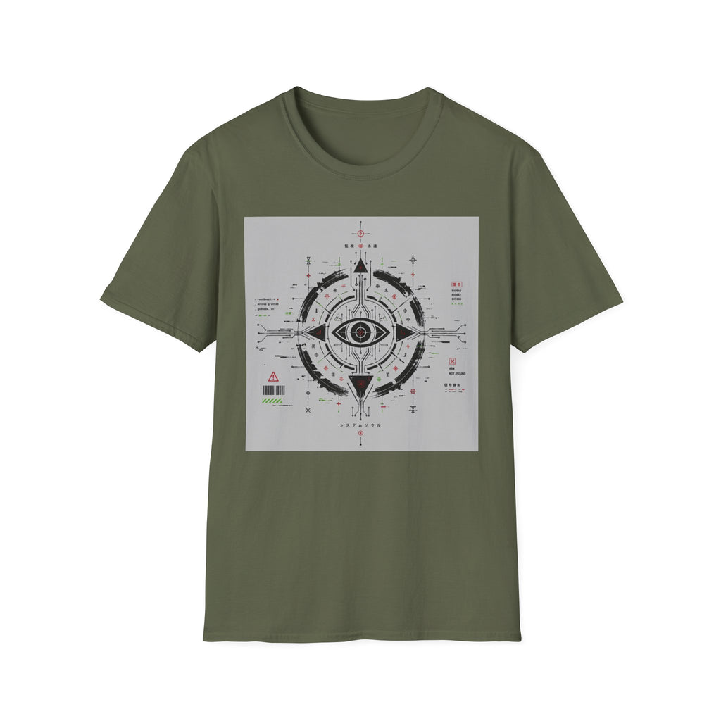 Techno-ritual sigil with occult elements T-Shirt
