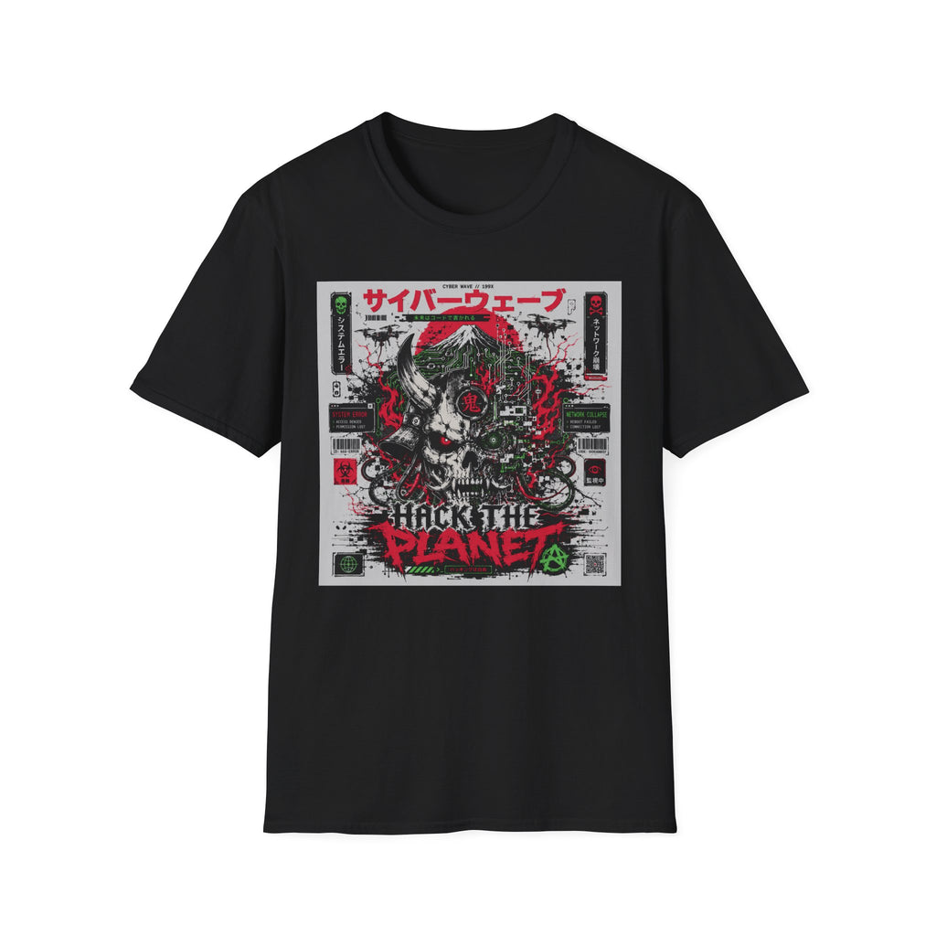 Cyberpunk skull with glitch aesthetics T-Shirt