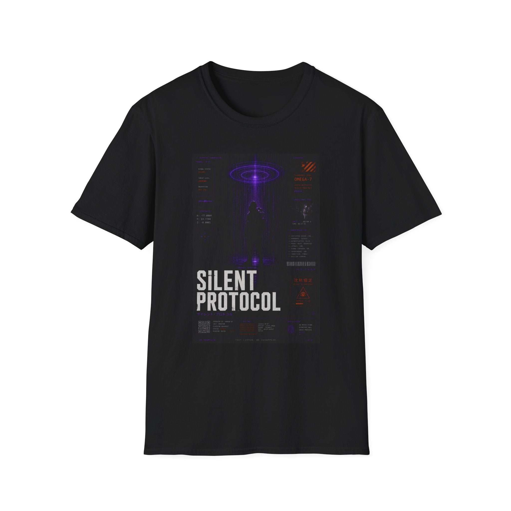 Silent protocol operative under surveillance beam T-Shirt