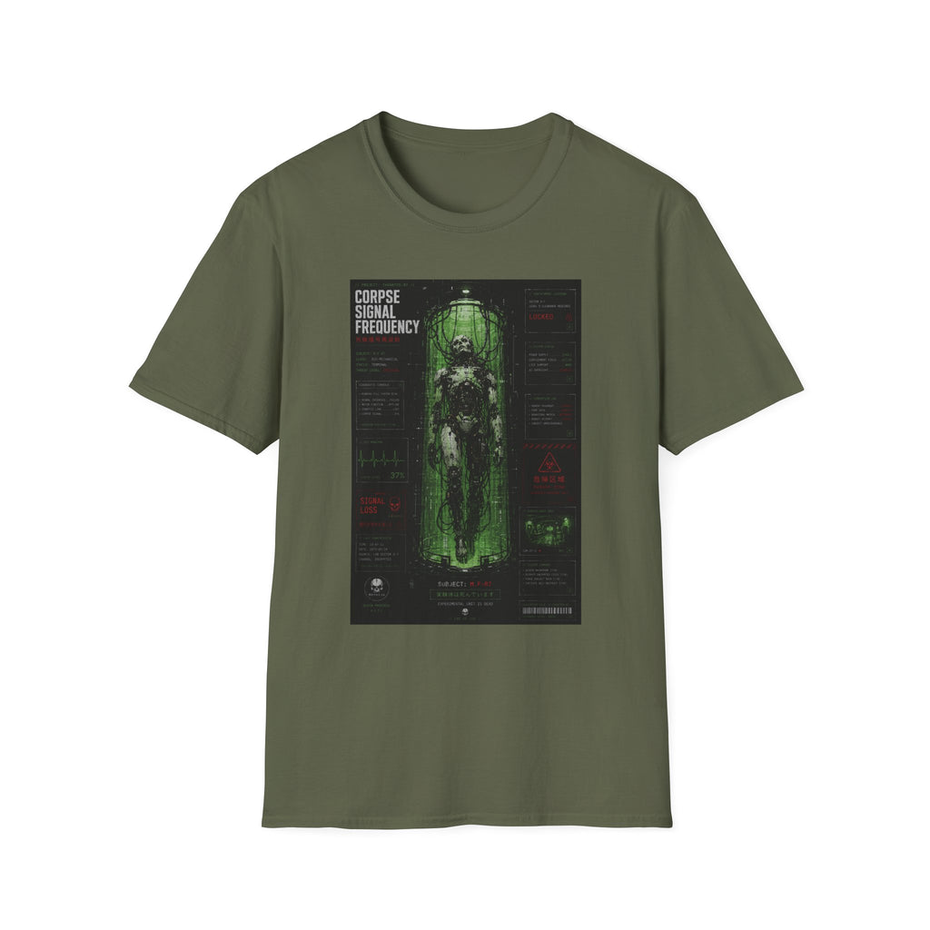 Corrupted cyborg containment status display T-Shirt