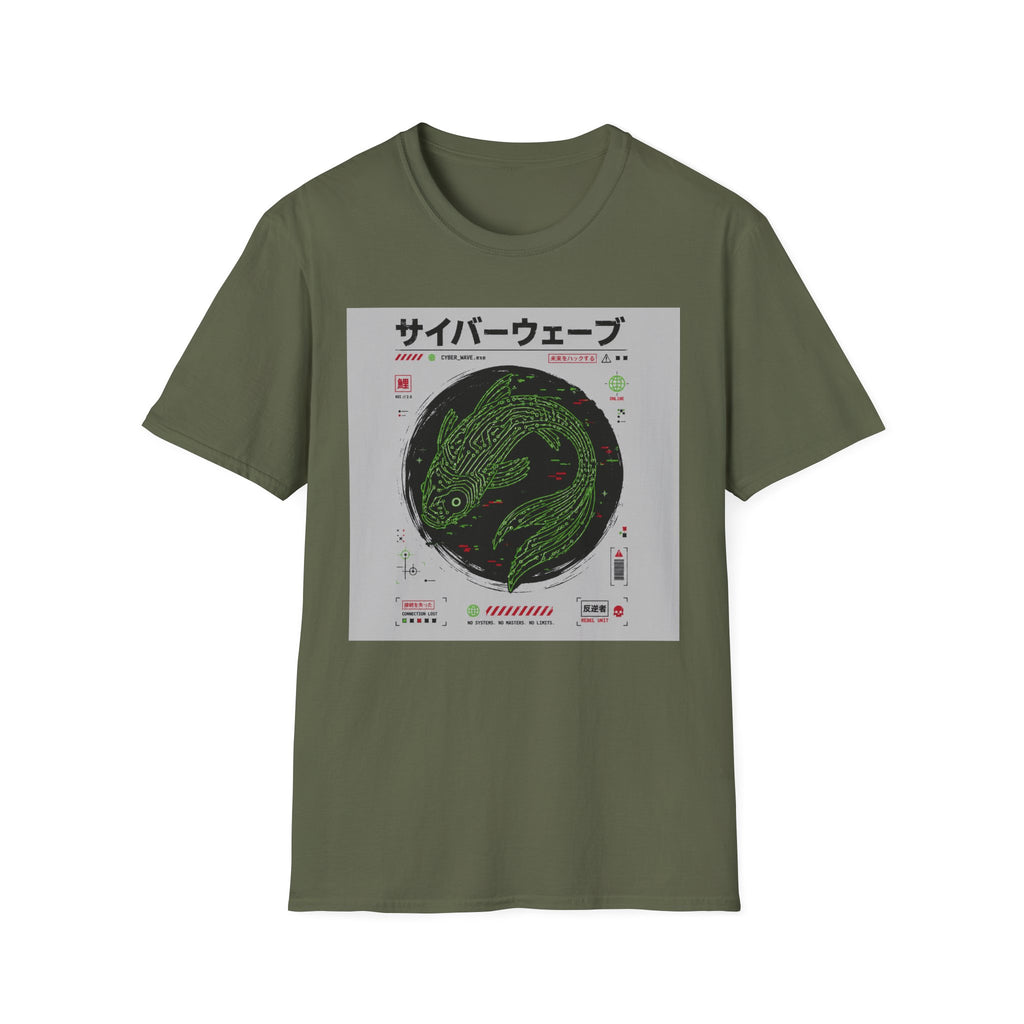 Cyberpunk koi and glitchy aesthetics T-Shirt