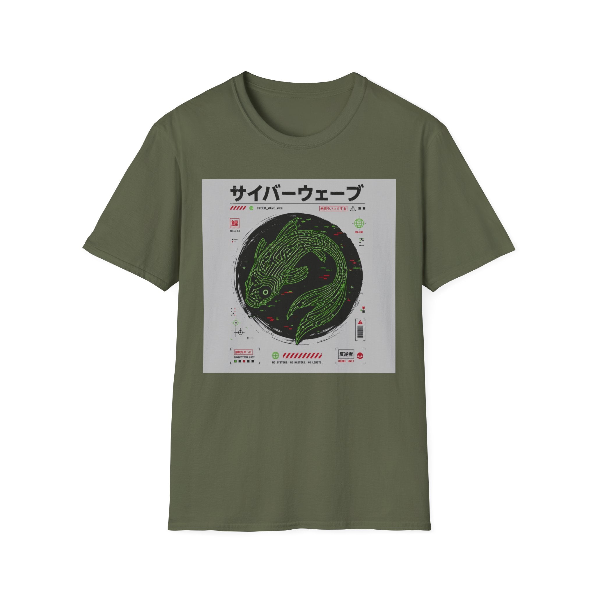 Cyberpunk koi and glitchy aesthetics T-Shirt