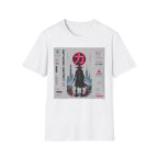 Cyber-samurai in neon-lit cityscape T-Shirt