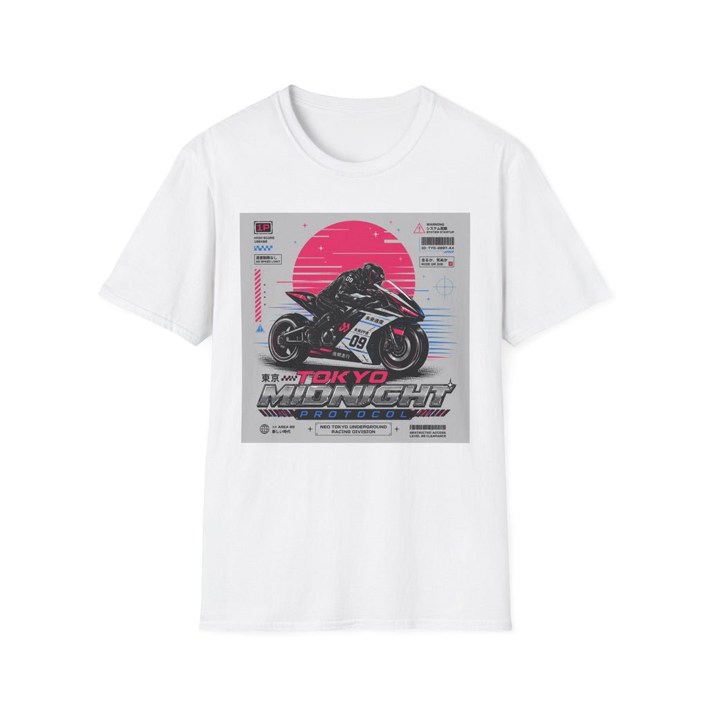 Midnight racer in neo Tokyo city T-Shirt