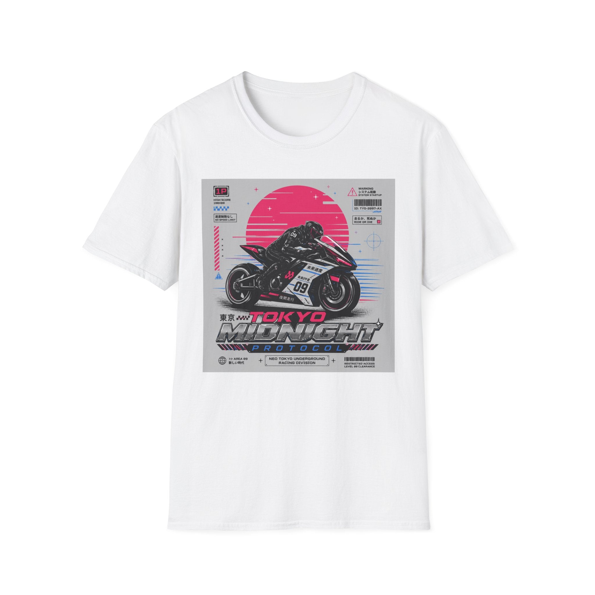 Midnight racer in neo Tokyo city T-Shirt
