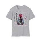 Cyber-samurai in neon-lit cityscape T-Shirt