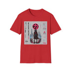 Cyber-samurai in neon-lit cityscape T-Shirt