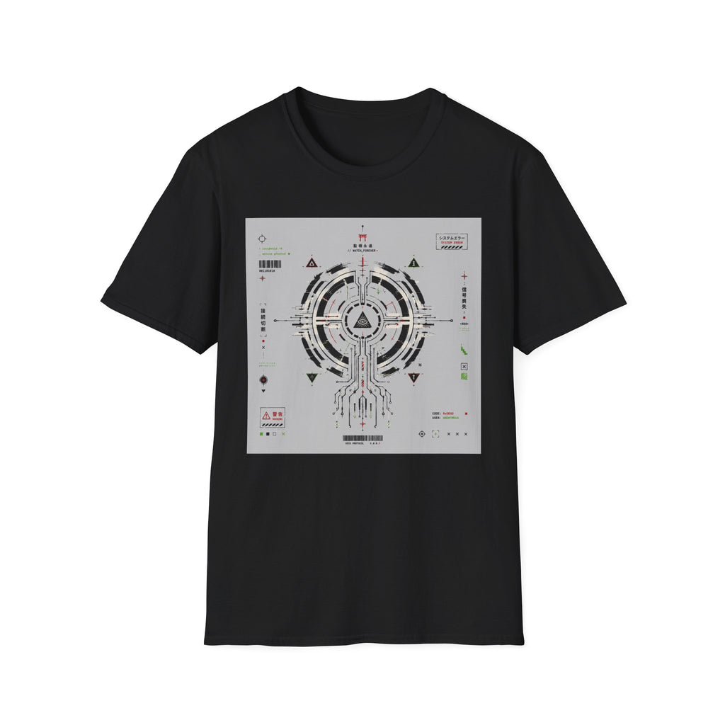 Futuristic ritual circuit interface design T-Shirt