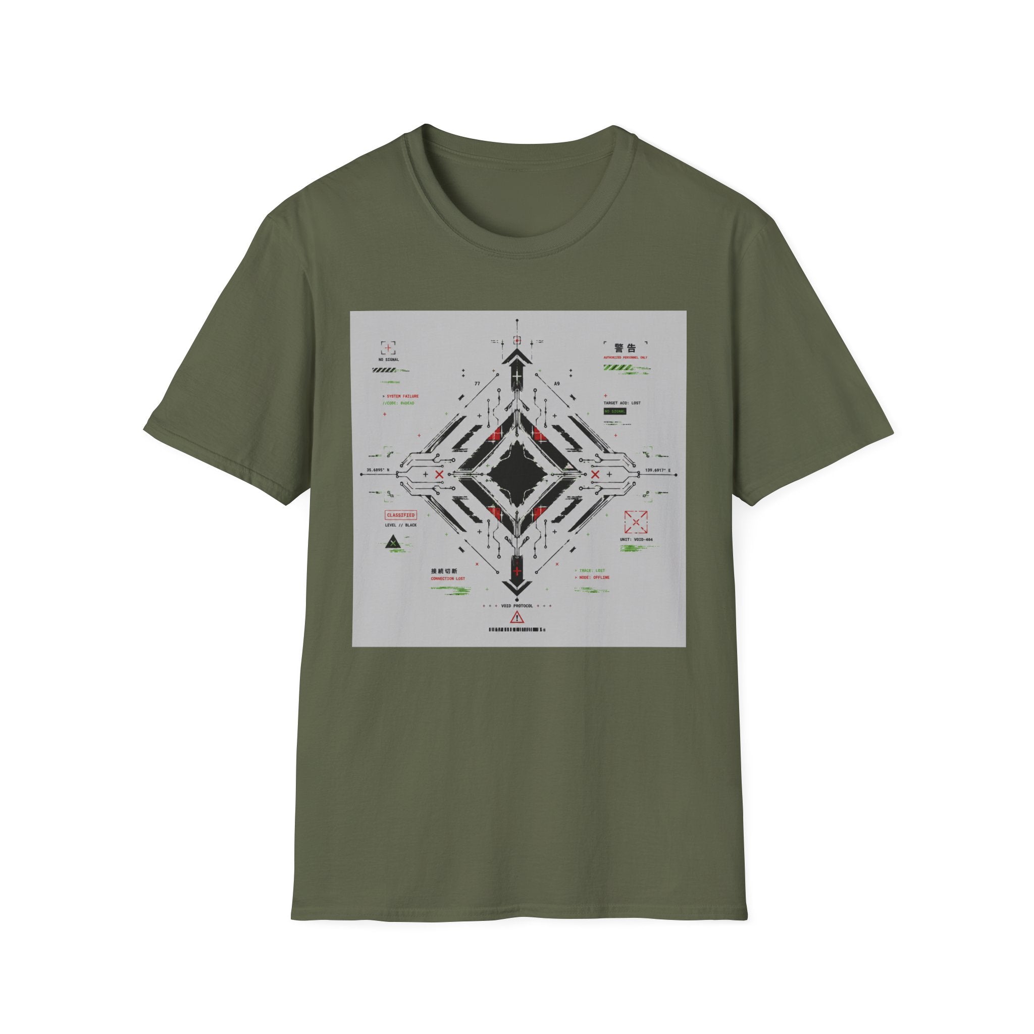 Futuristic tech interface with error signals T-Shirt