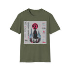 Cyber-samurai in neon-lit cityscape T-Shirt