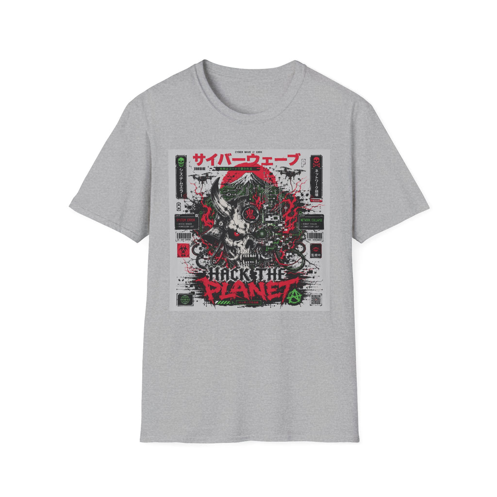 Cyberpunk skull with glitch aesthetics T-Shirt