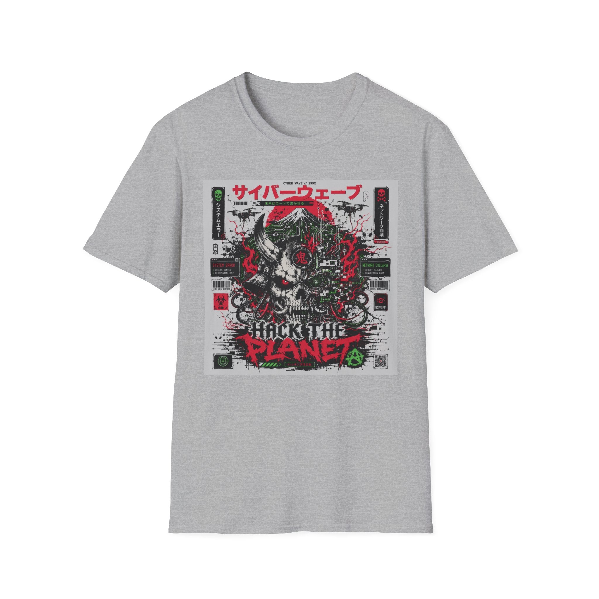 Cyberpunk skull with glitch aesthetics T-Shirt