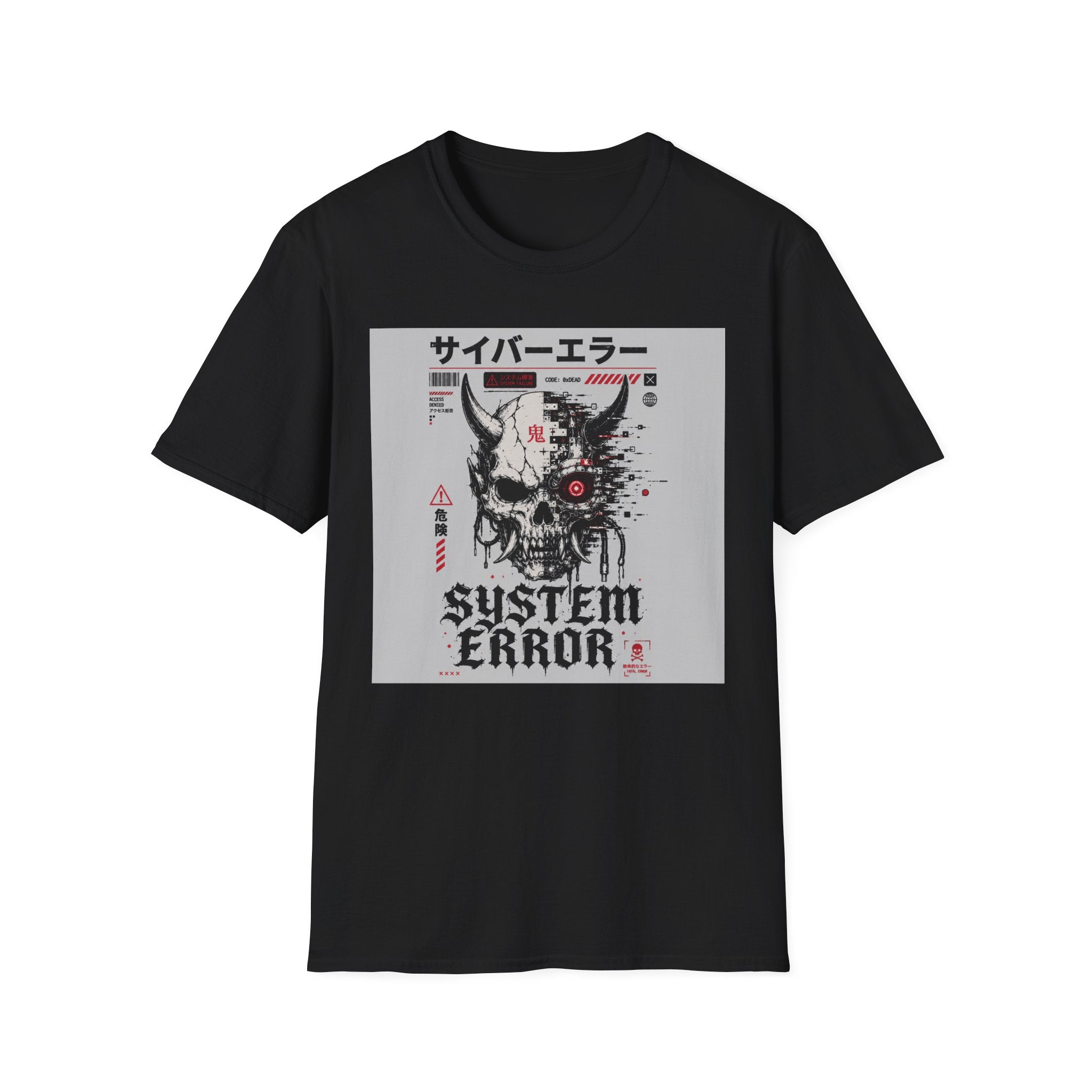Cyberpunk skull with system errors T-Shirt