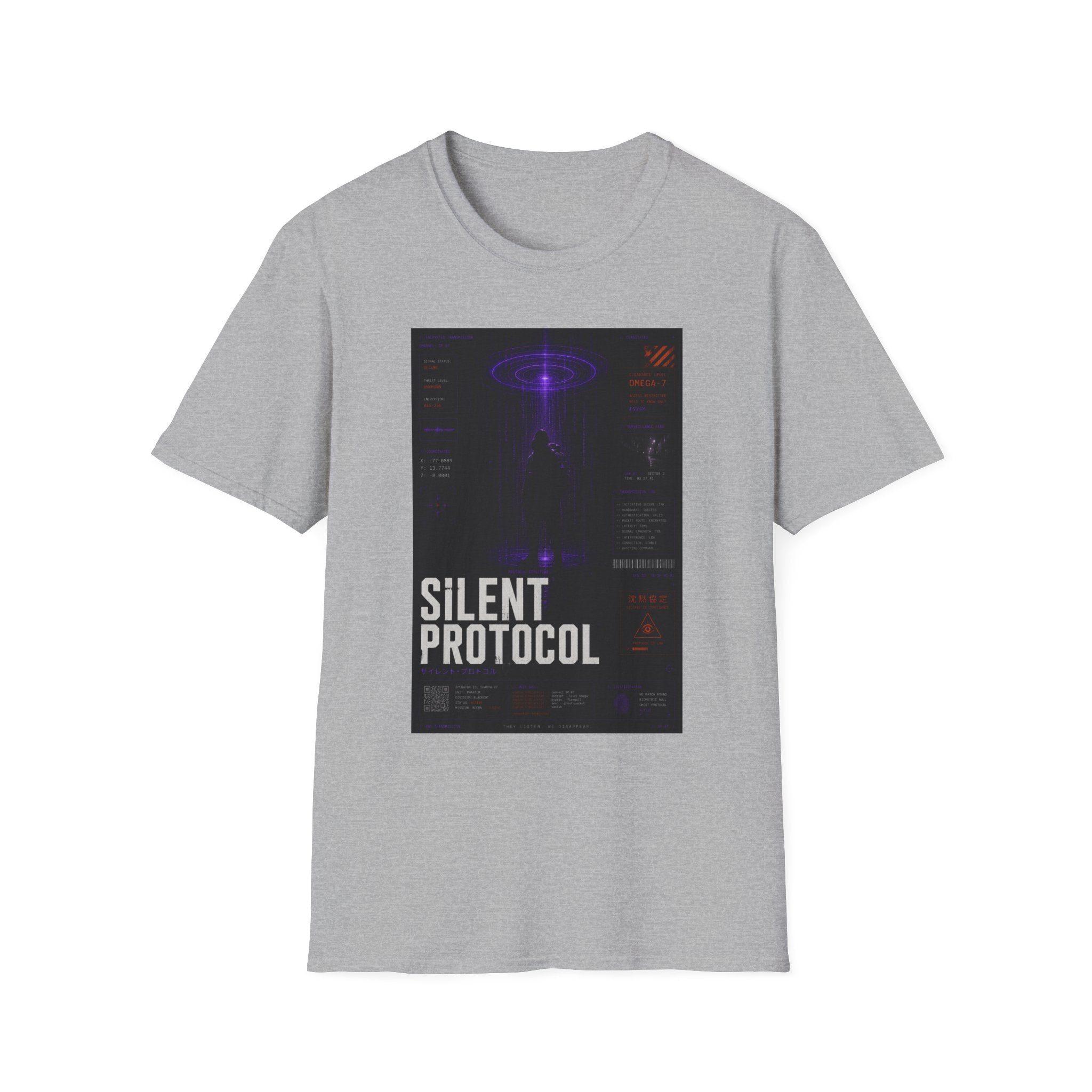 Silent protocol operative under surveillance beam T-Shirt