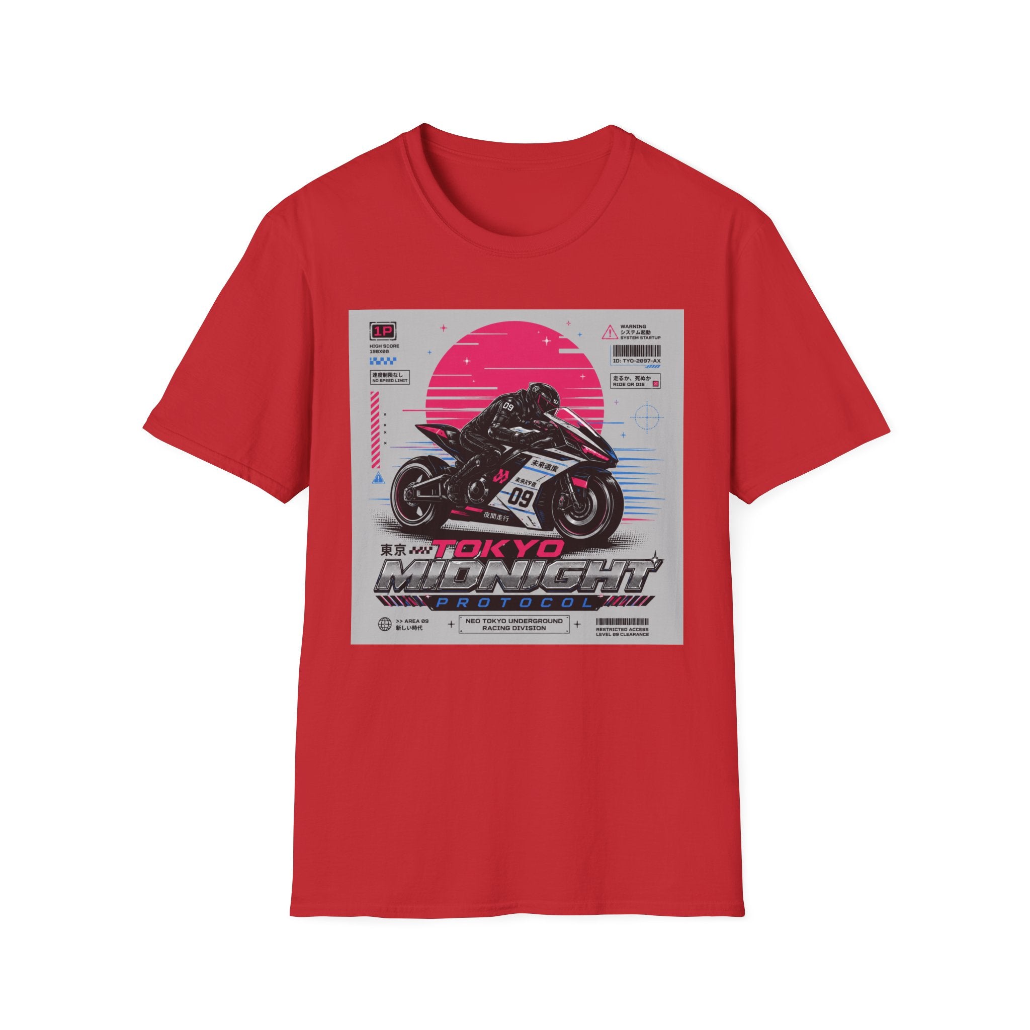 Midnight racer in neo Tokyo city T-Shirt