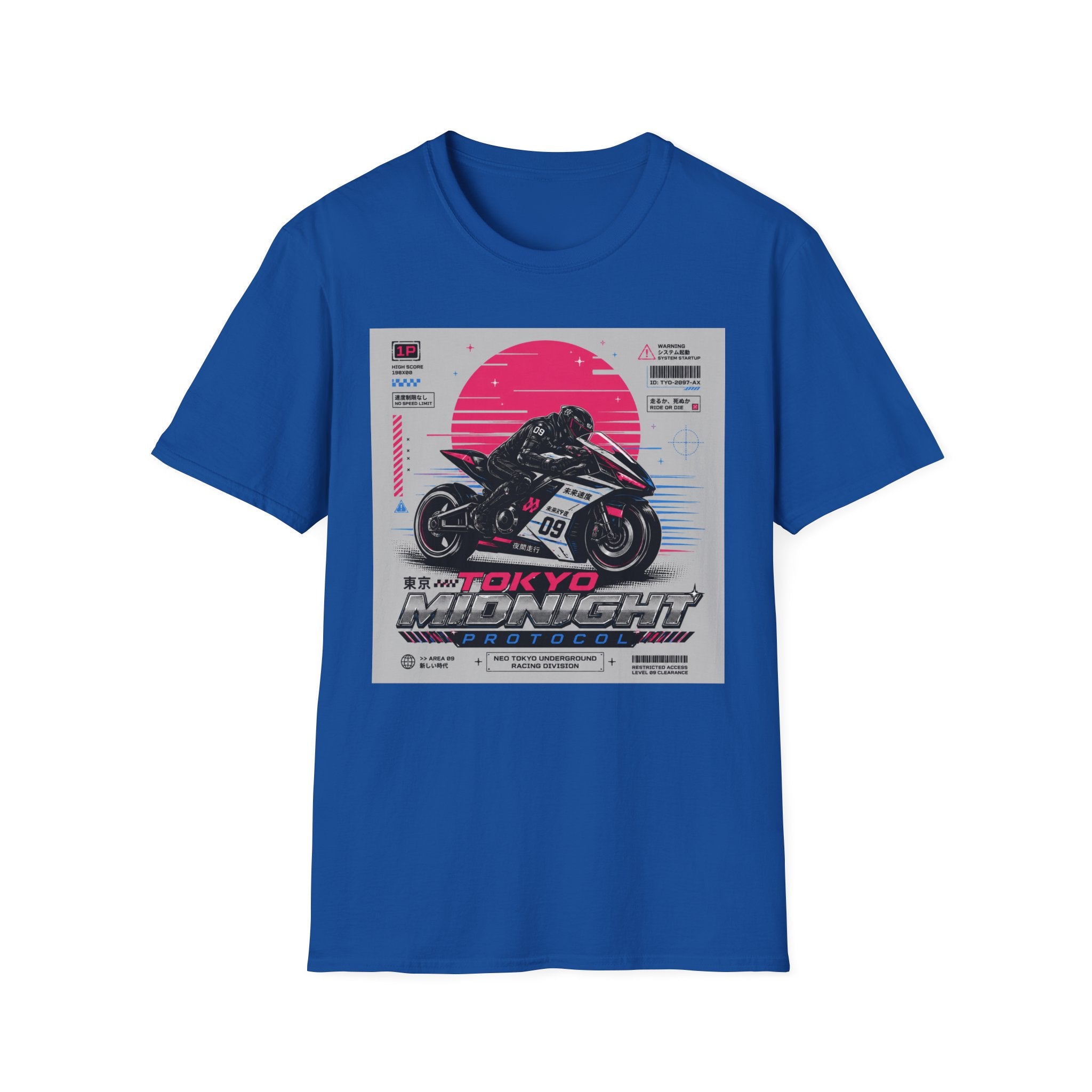 Midnight racer in neo Tokyo city T-Shirt