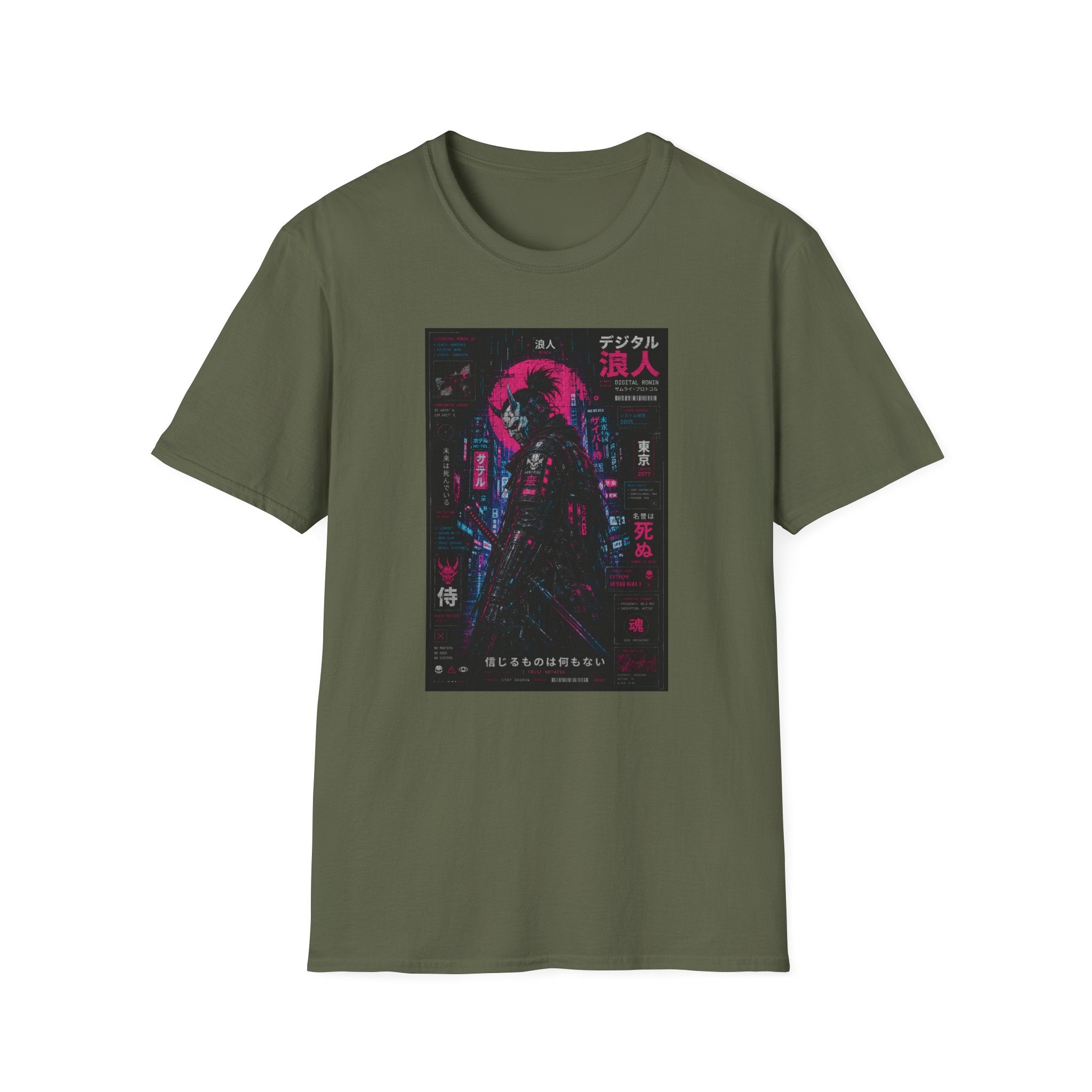 Digital ronin in neon Tokyo 2077 T-Shirt